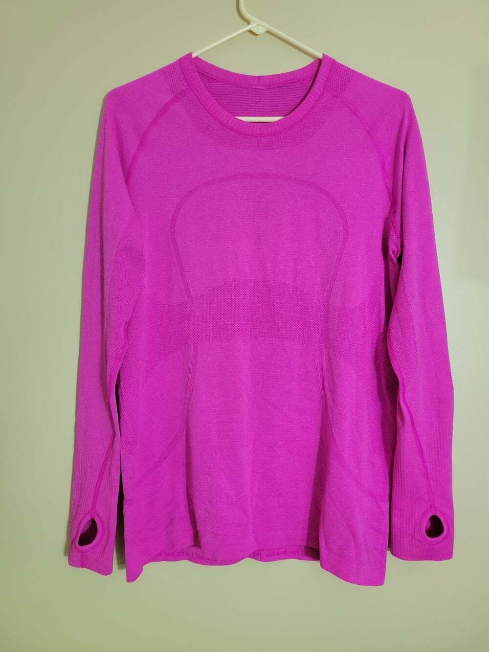 Lululemon Size 12 Swiftly Tech Long Sleeve Womens Pink Running Top Seamless Crew